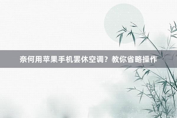 奈何用苹果手机罢休空调？教你省略操作